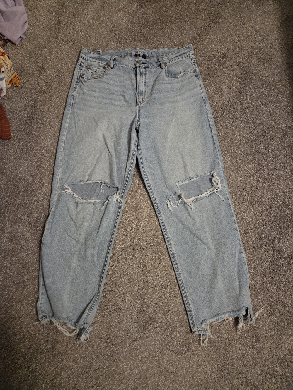 American Eagle Outfitters Light Wash High-Rise Distressed Jeans